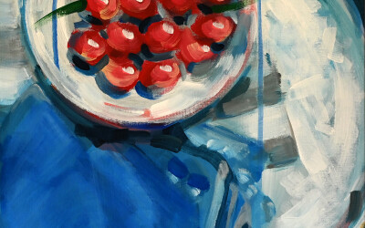 Zátiší s rajčátky, 30 x 40 cm